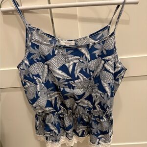 Blue and White Pineapple Print Women's croptop